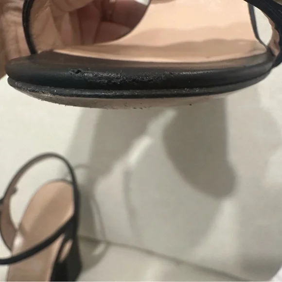 Gucci Marmont GG Black Leather Heeled Sandal size 40 Authentic Classic - Picture 7 of 9